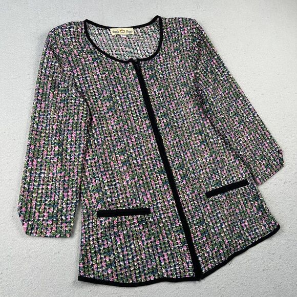 Paola Poggi Italy Knit Jacket Women’s 34 Multicolor Long Sleeve Round Neck - Picture 7 of 16